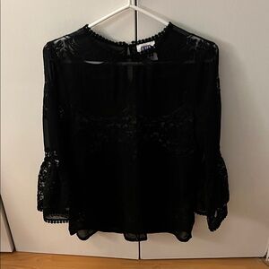 Anna Sui Elegant Black Sheer Blouse